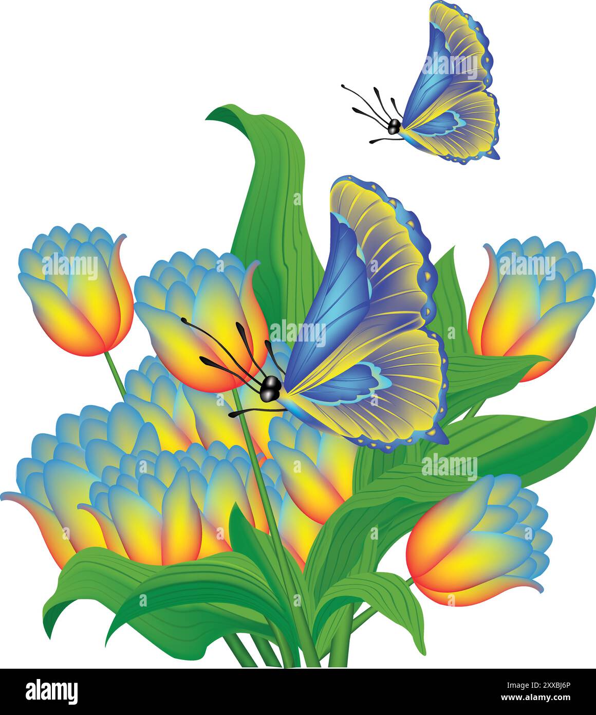 illustration of pink color bouquet flower with butterfly vector design ...