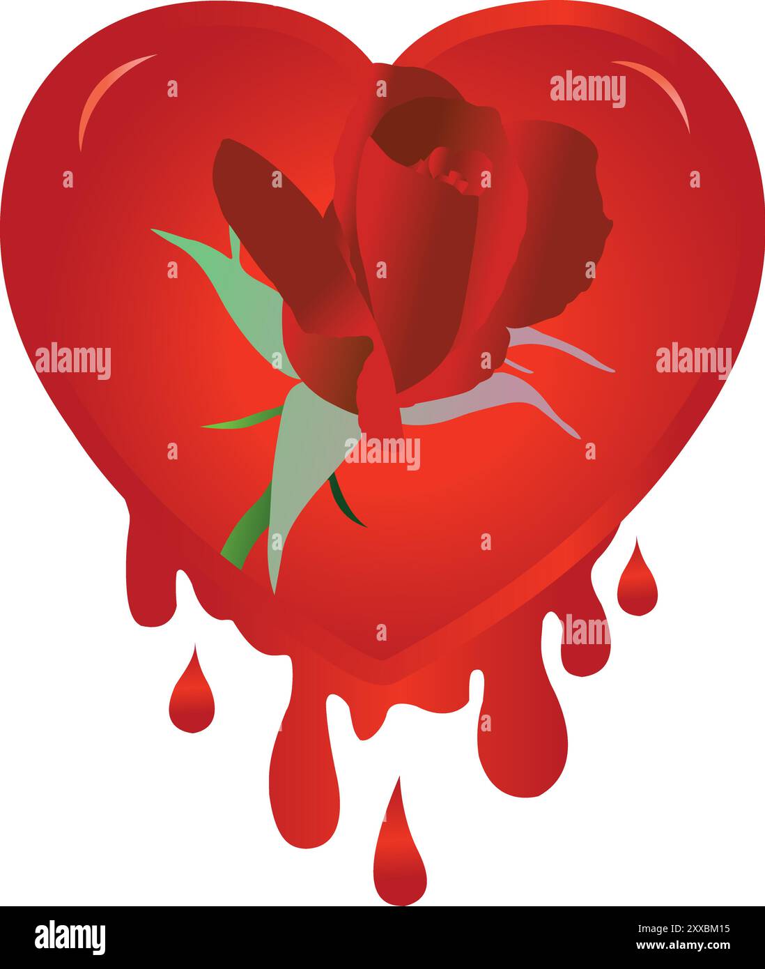 Red rose broken heart Stock Vector Images - Alamy