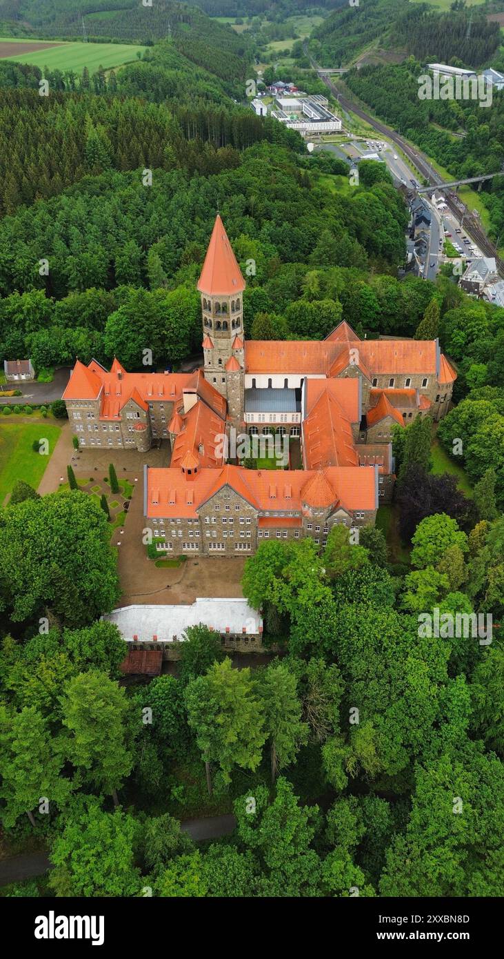 Clervauxe drone photo Clervaux abbey Luxembourg europe Stock Photo - Alamy