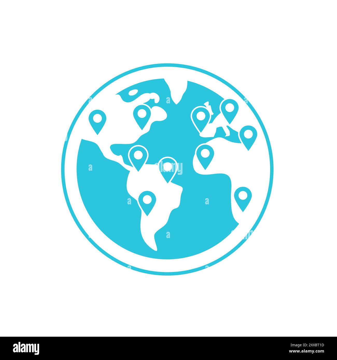 Somwhere. Globe. isolated on white background. From blue icon set. Stock Vector
