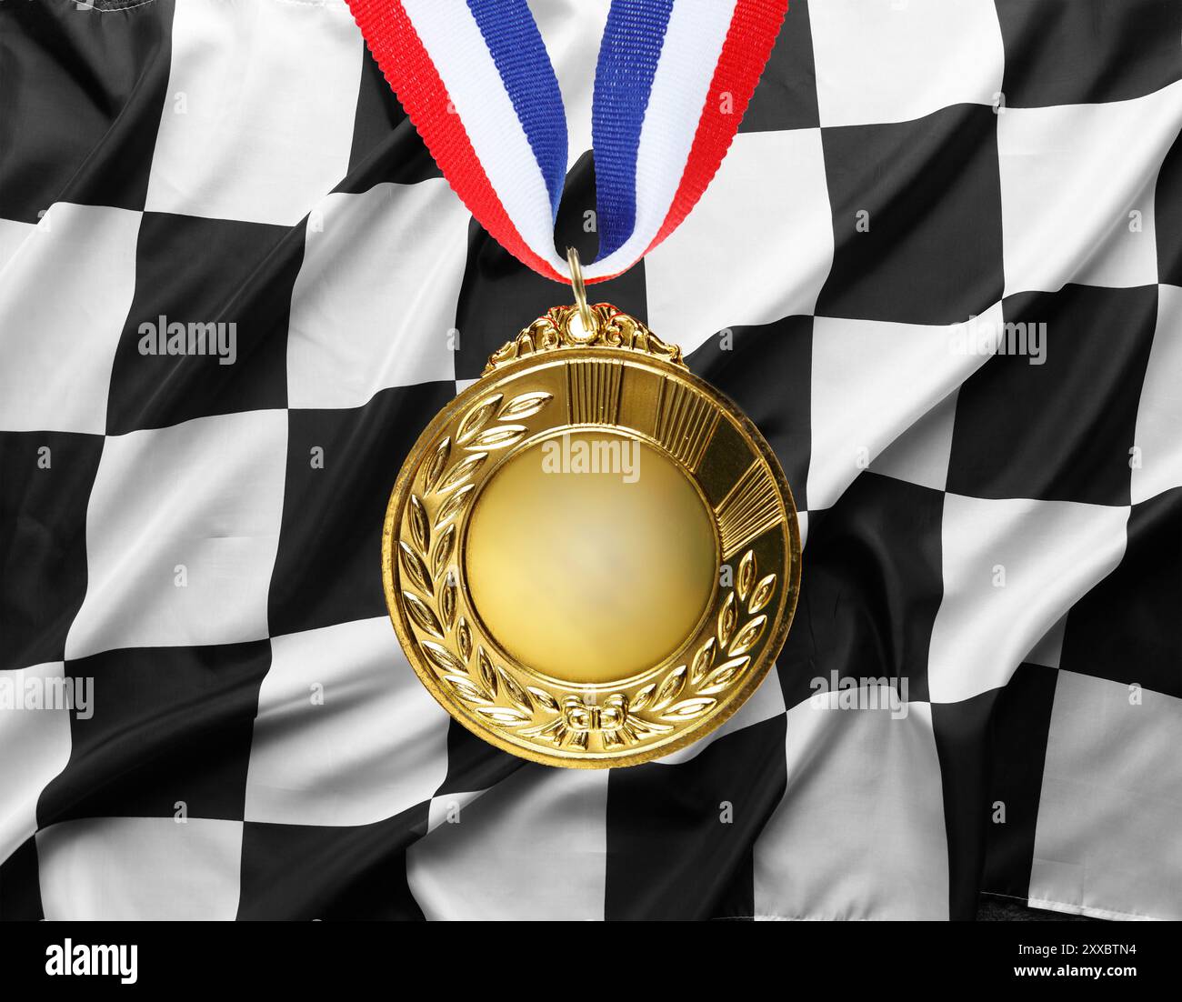Gold Racing Flags Gold medal on checkered racing flag Stock Photo - Alamy