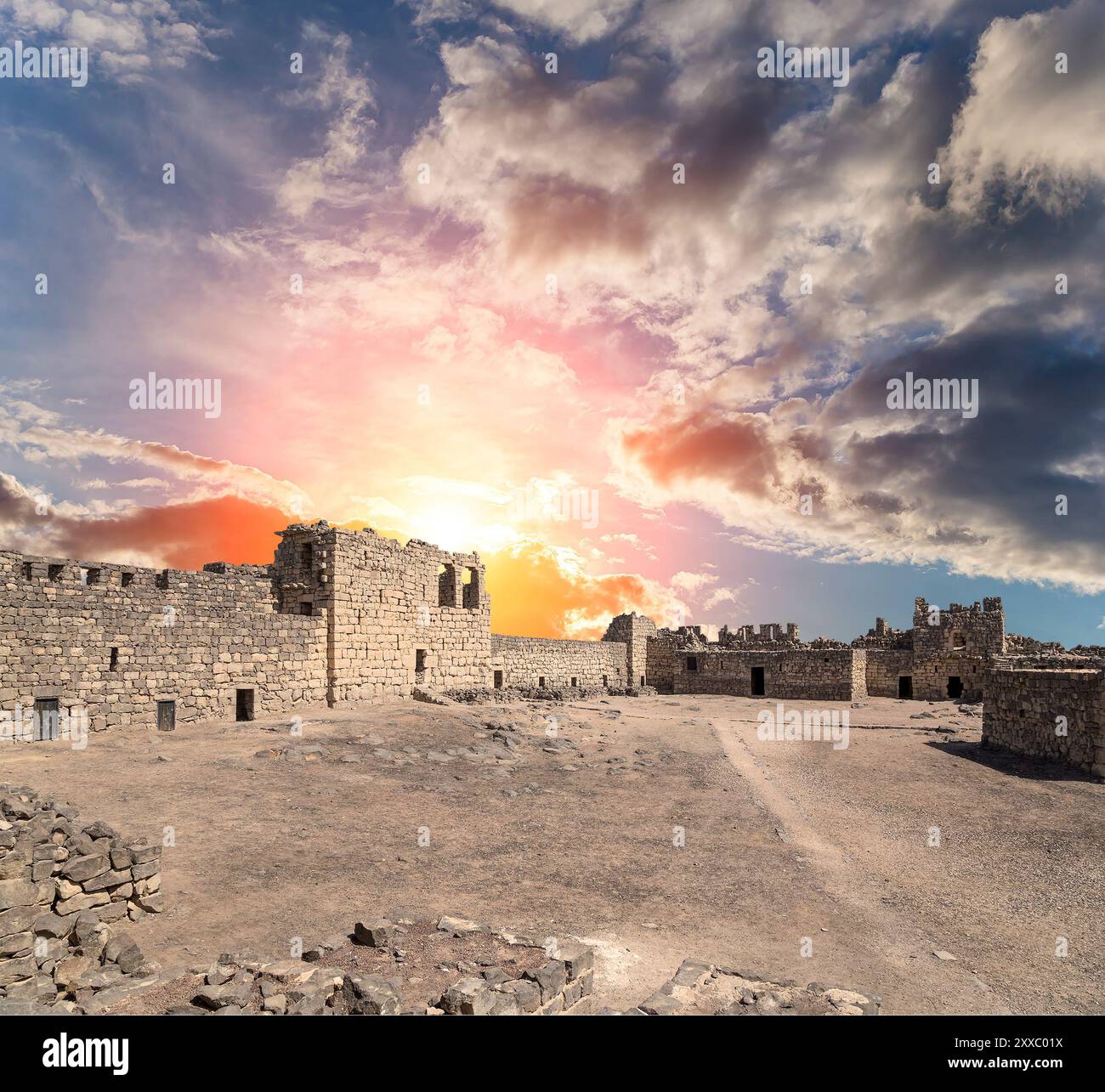 Ruins of Azraq Castle (Qasr al-Azraq) is a crusader castle (300AD ...