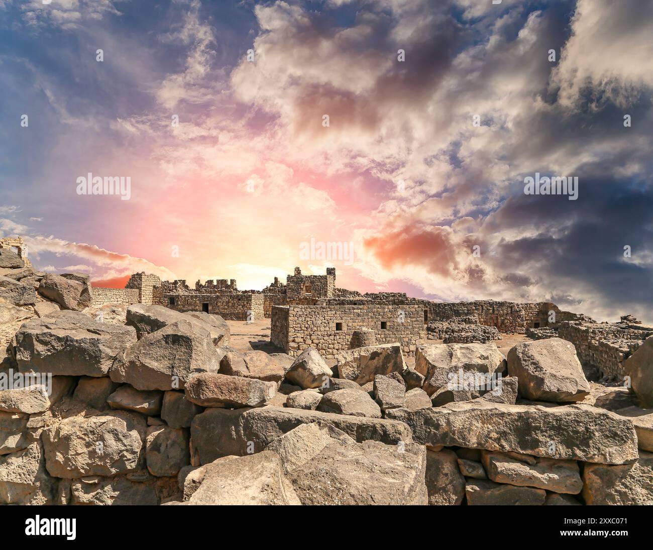 Ruins of Azraq Castle (Qasr al-Azraq) is a crusader castle (300AD ...