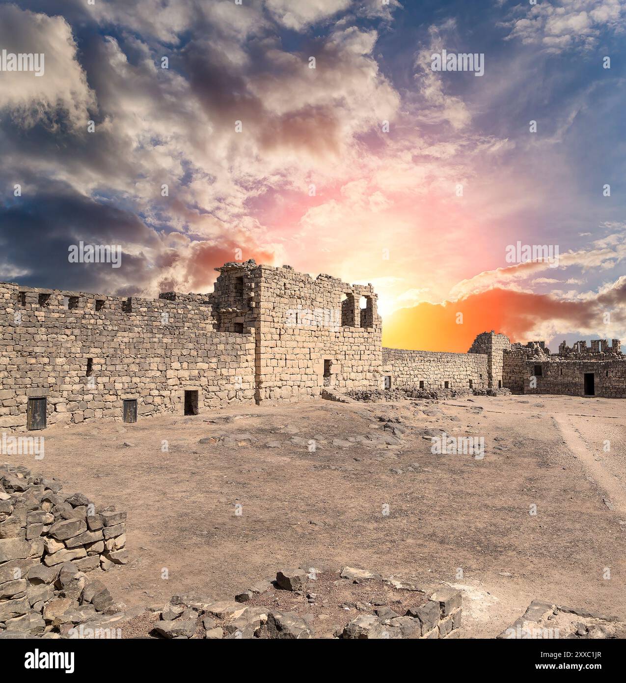 Ruins of Azraq Castle (Qasr al-Azraq) is a crusader castle (300AD ...
