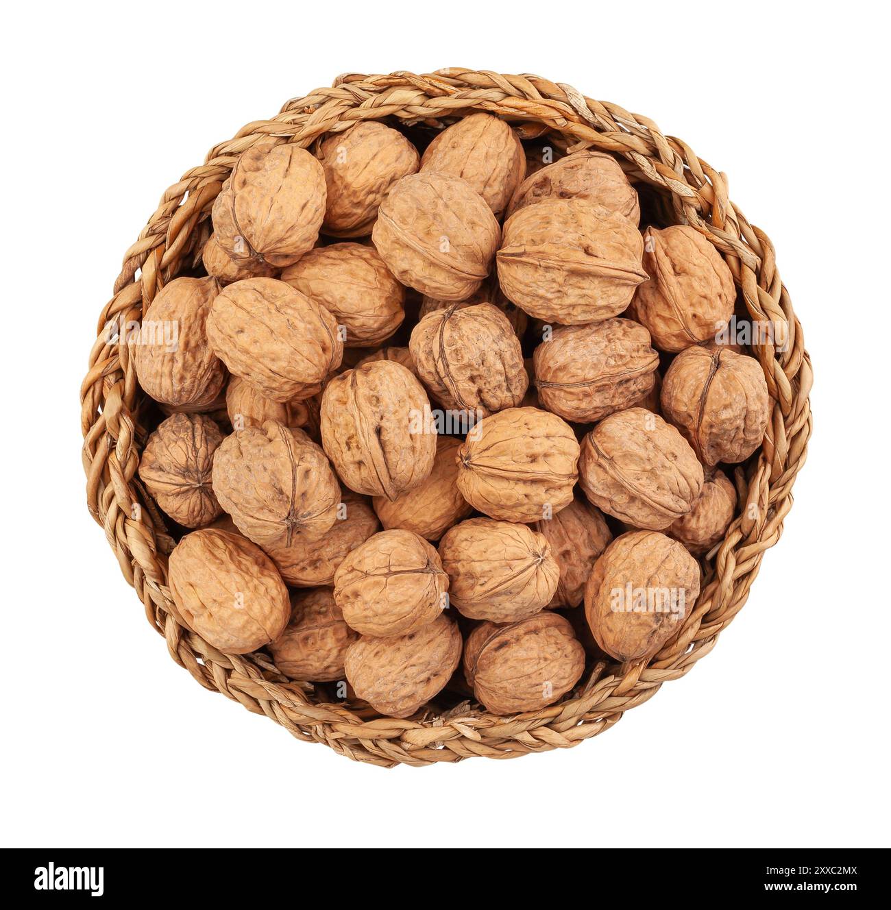 walnuts basket path isolated on white to view Stock Photo