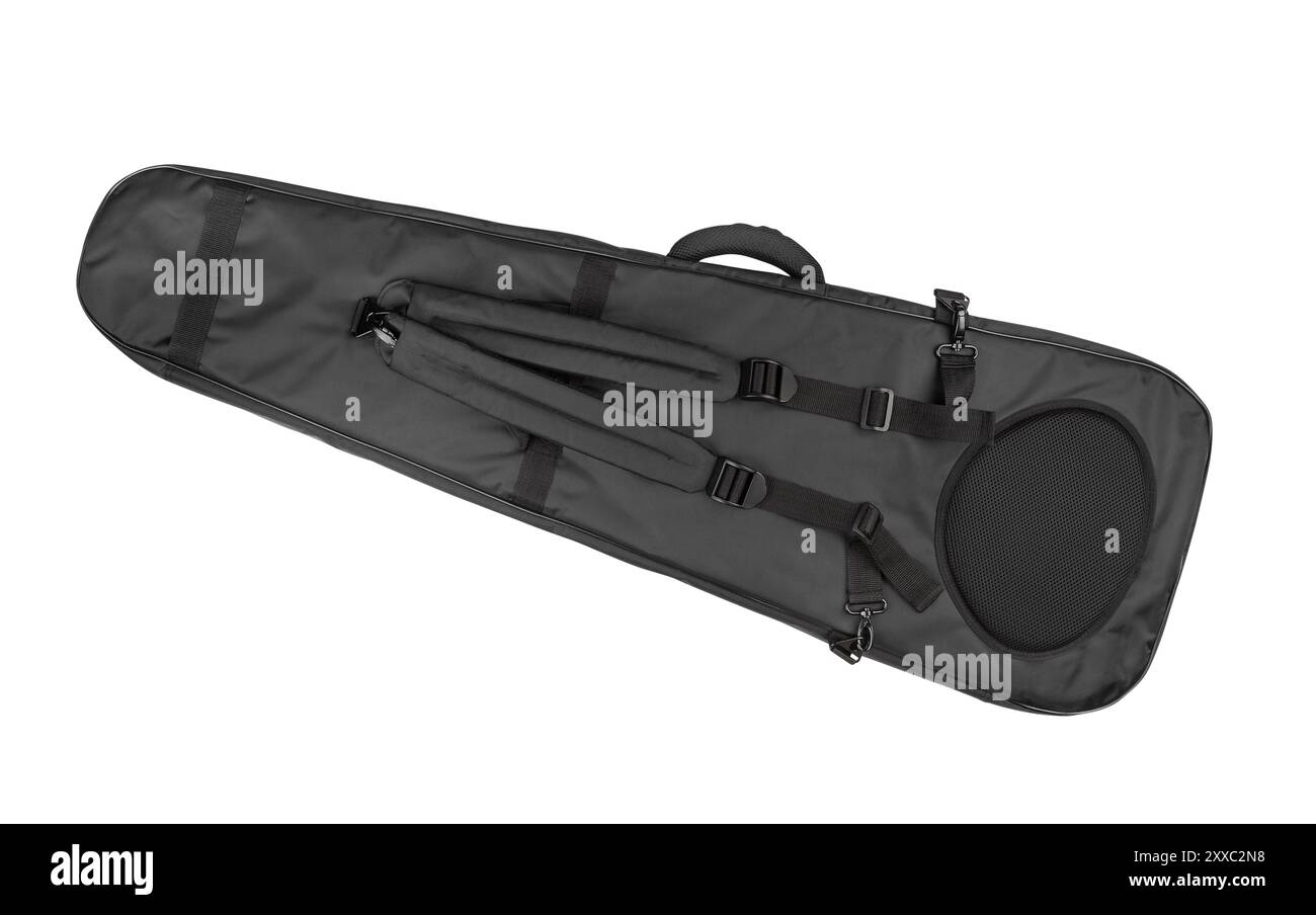 bass guitar bag case back path isolated on white Stock Photo