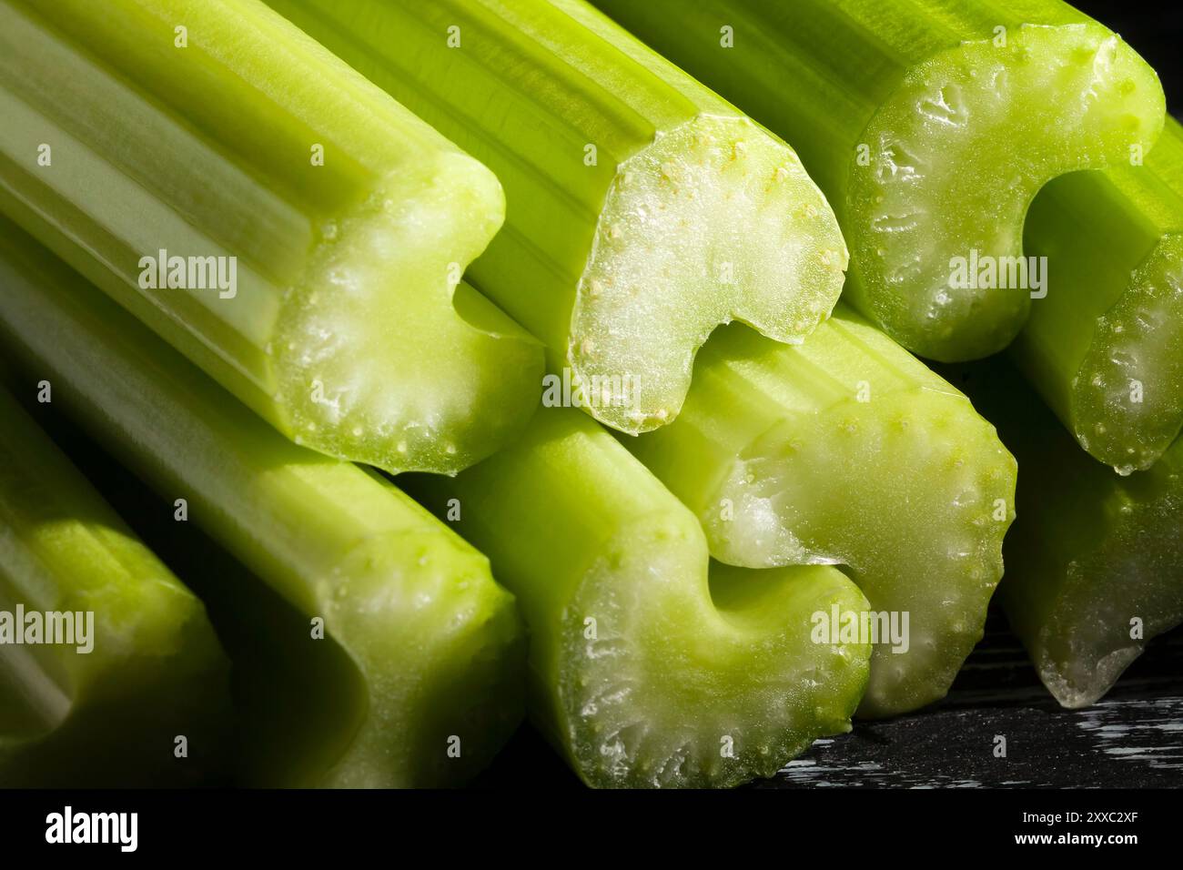 sliced celery sticks macro closeup Stock Photo