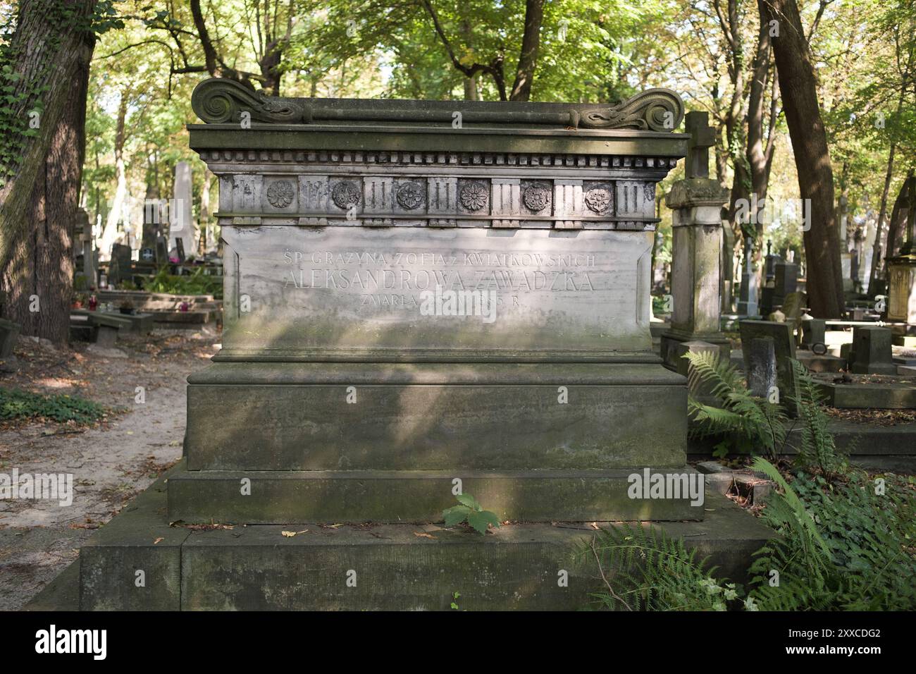 View of Powazki  Cemetery in Warsaw was founded in 1790, it is the most famous cemetery in Poland due to the large number of personalities who rest th Stock Photo