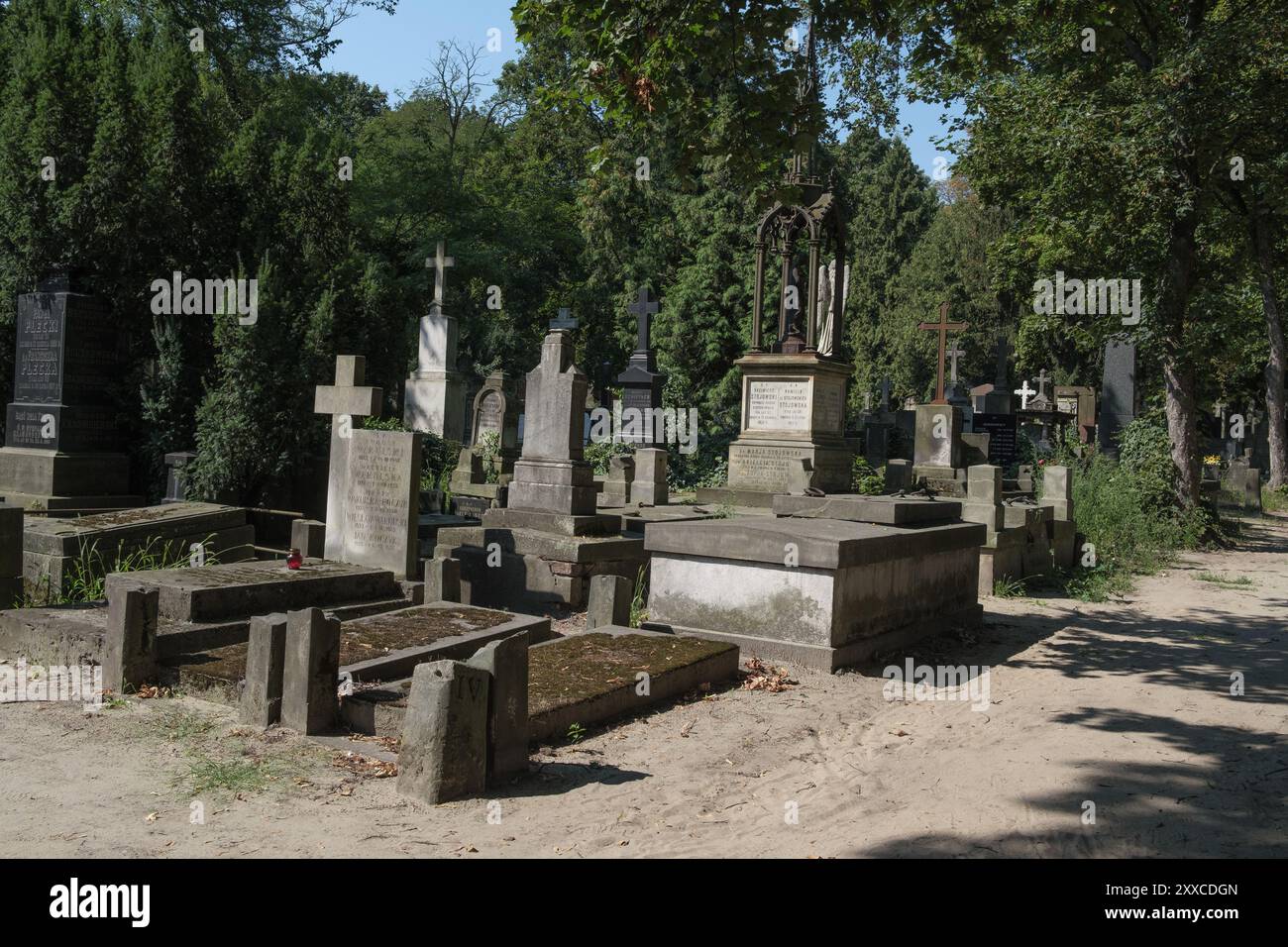 View of Powazki  Cemetery in Warsaw was founded in 1790, it is the most famous cemetery in Poland due to the large number of personalities who rest th Stock Photo