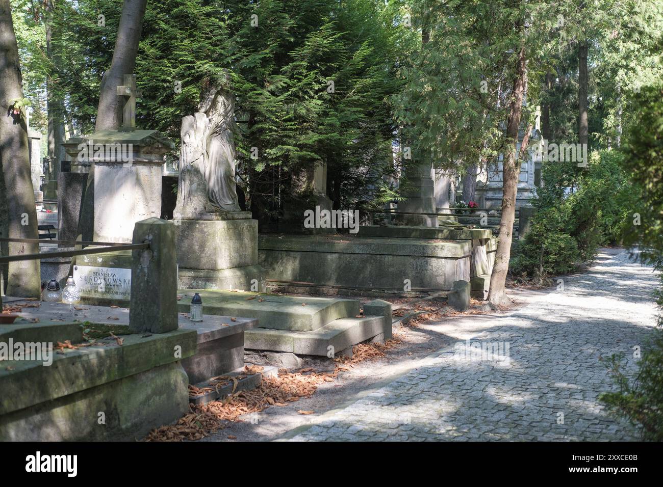 View of Powazki  Cemetery in Warsaw was founded in 1790, it is the most famous cemetery in Poland due to the large number of personalities who rest th Stock Photo