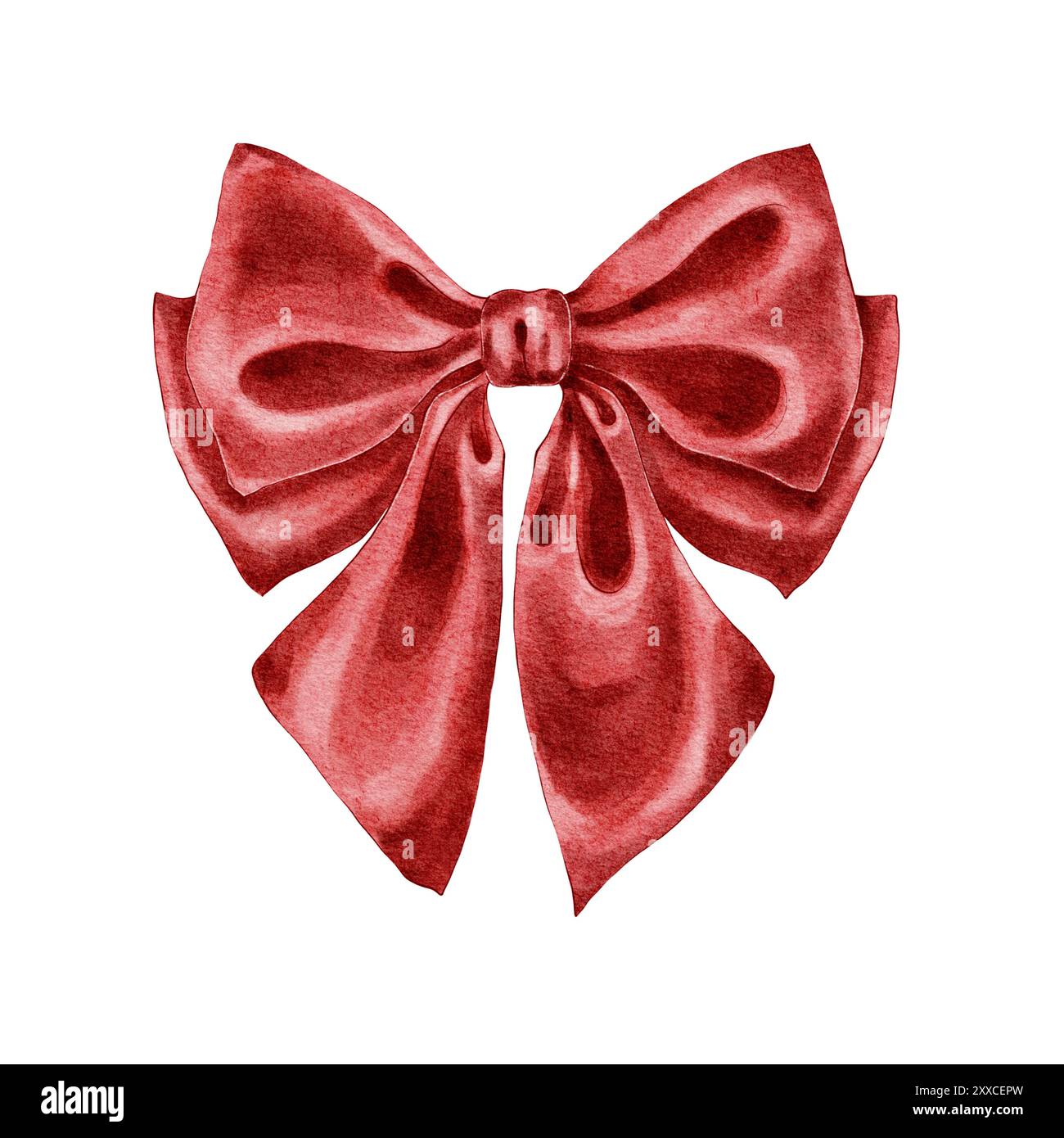 Christmas red bow ribbon watercolor illustration Stock Photo - Alamy