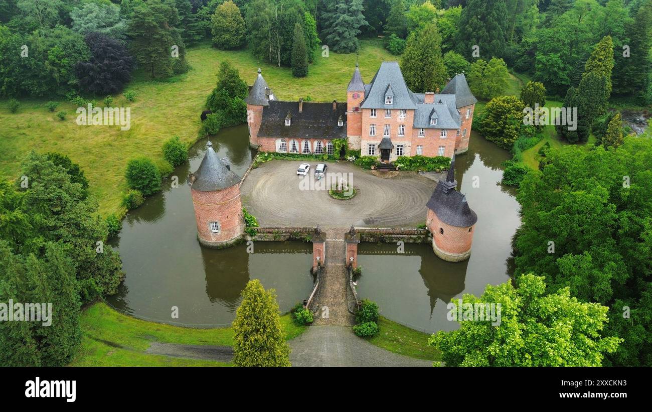 drone photo Rametz castle france europe Stock Photo