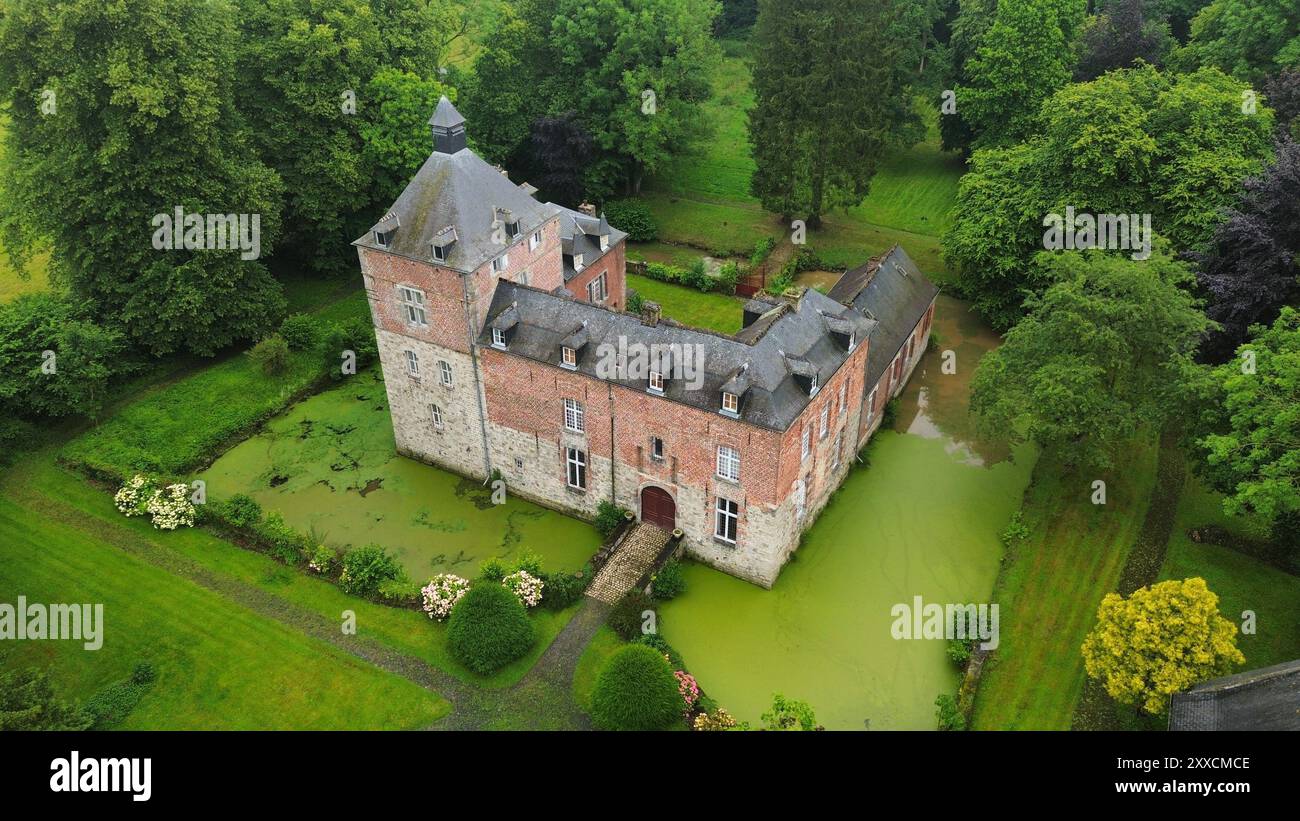 drone photo Audignies castle france europe Stock Photo