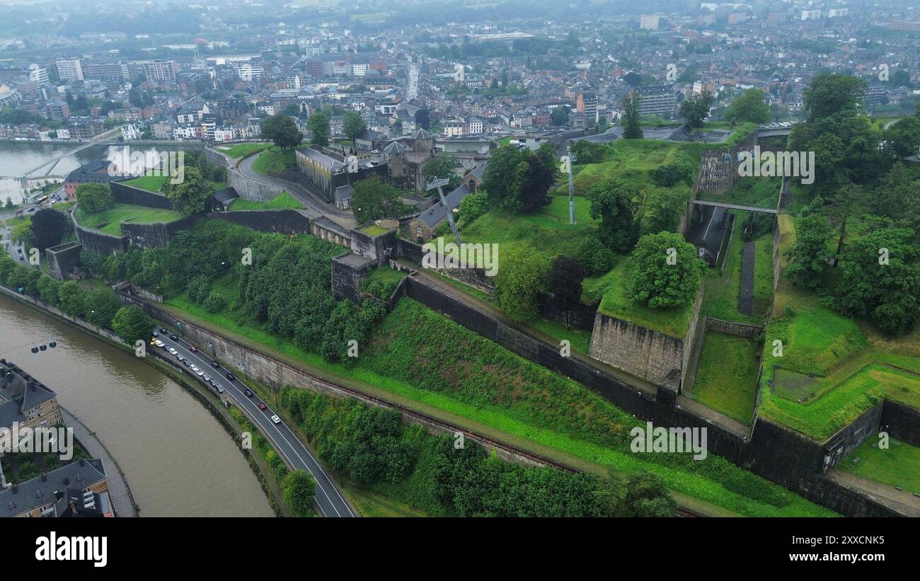 drone photo Namur citadel Belgium europe Stock Photo