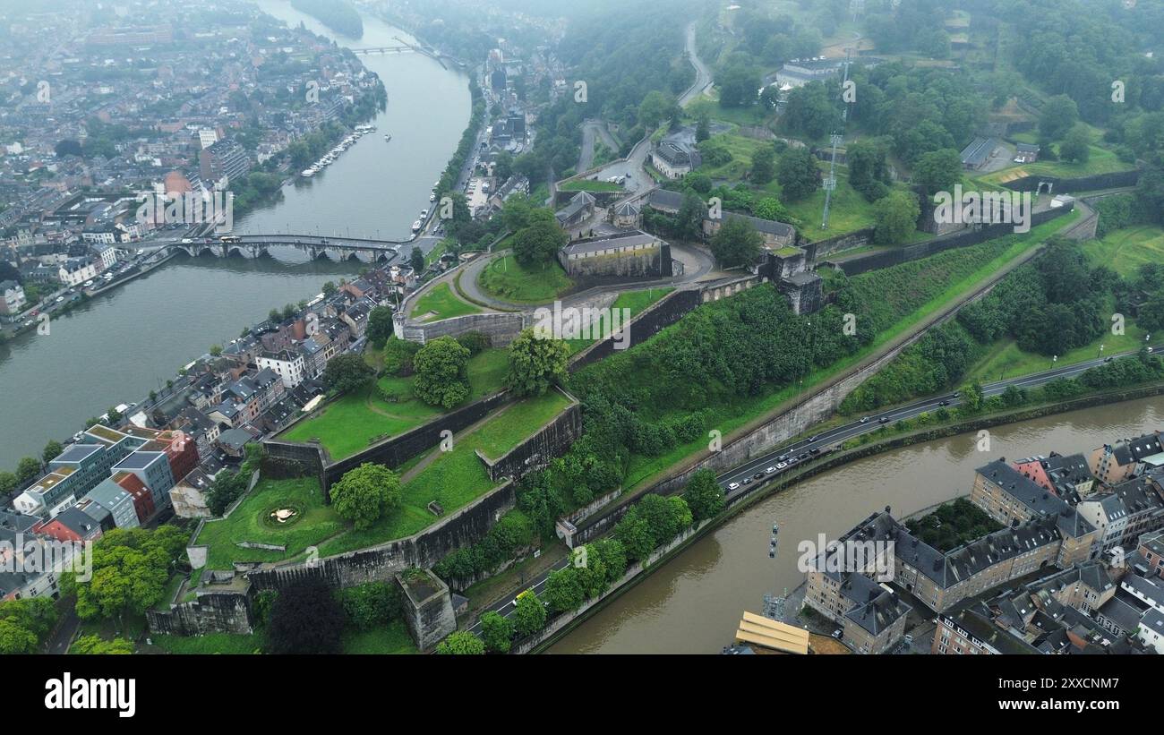 drone photo Namur citadel Belgium europe Stock Photo