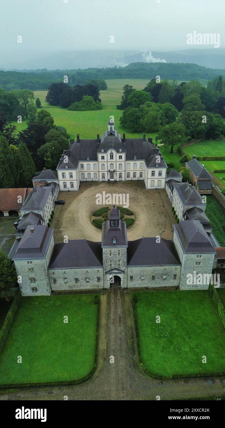 drone photo Warfusée castle belgium europe Stock Photo