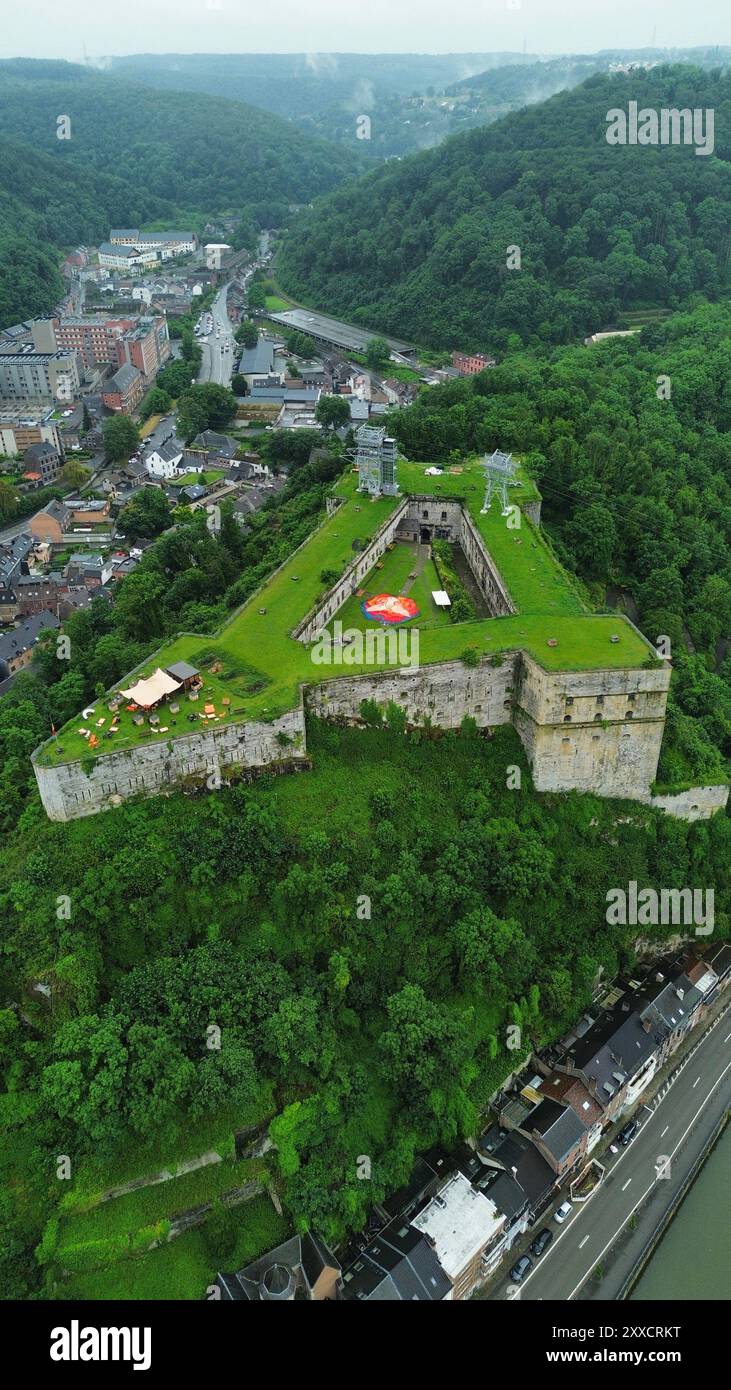 drone photo Huy fort Belgium europe Stock Photo