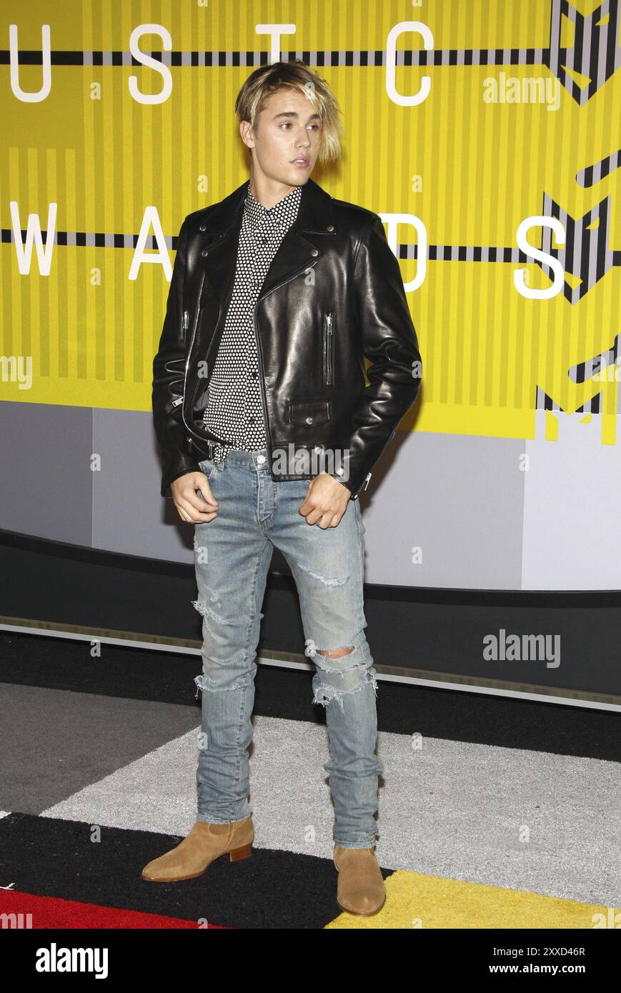 LOS ANGELES, CA, AUGUST 30, 2015: Justin Bieber at the 2015 MTV Video Music Awards held at the Microsoft Theater in Los Angeles, USA on August 30, 201 Stock Photo
