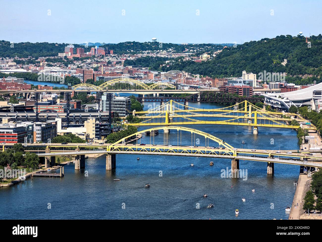 Bridges across the Allegheny River in Pittsburgh Pennsylvania Stock Photo
