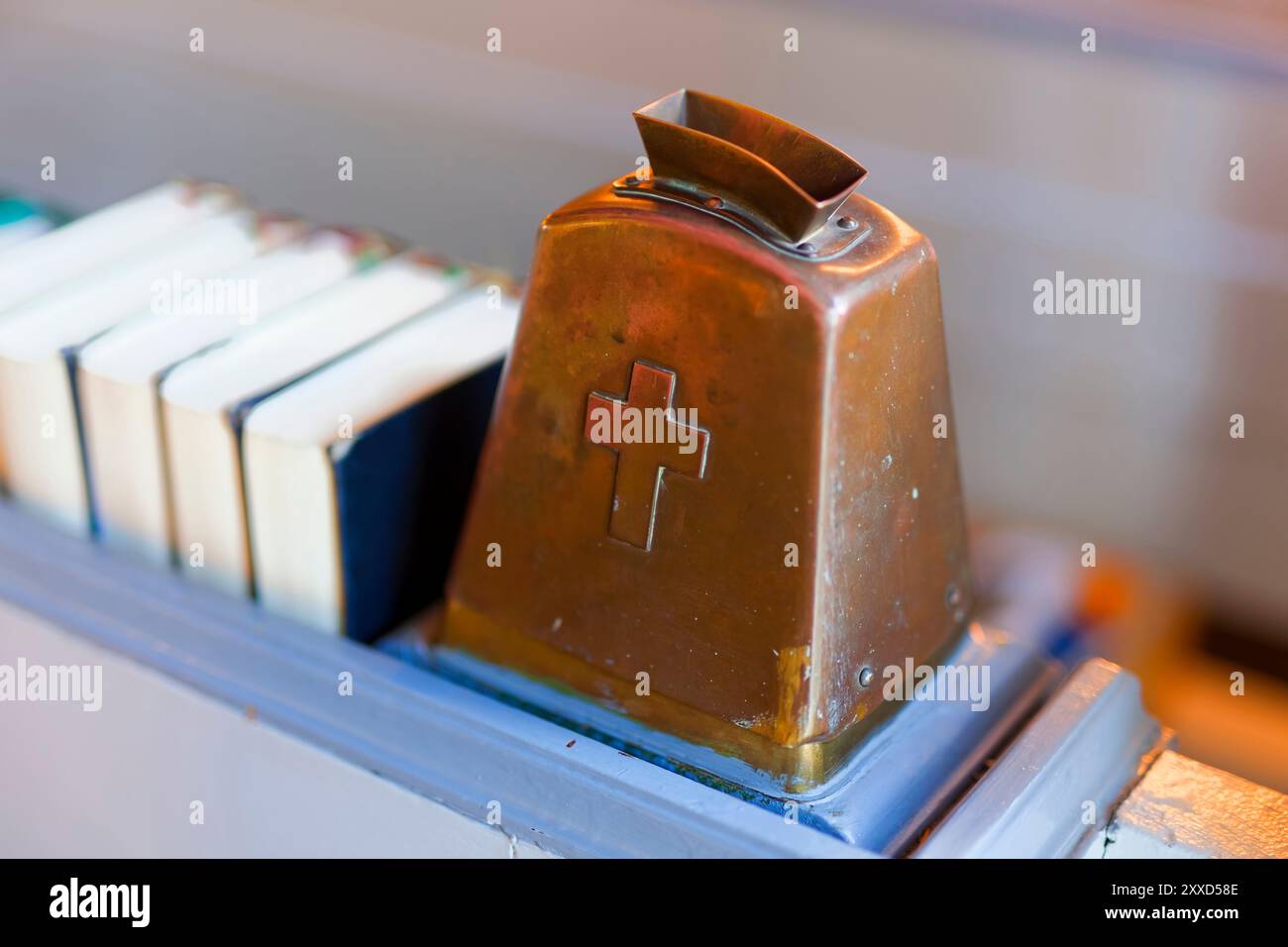 Offering box in a church Stock Photo - Alamy