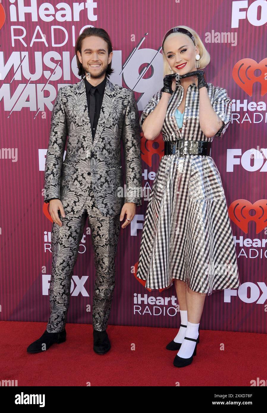 Katy Perry and Zedd at the 2019 iHeartRadio Music Awards held at the Microsoft Theater in Los Angeles, USA on March 14, 2019 Stock Photo