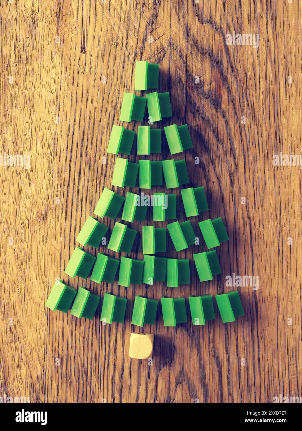 Christmas background on a rustic wooden table Stock Photo