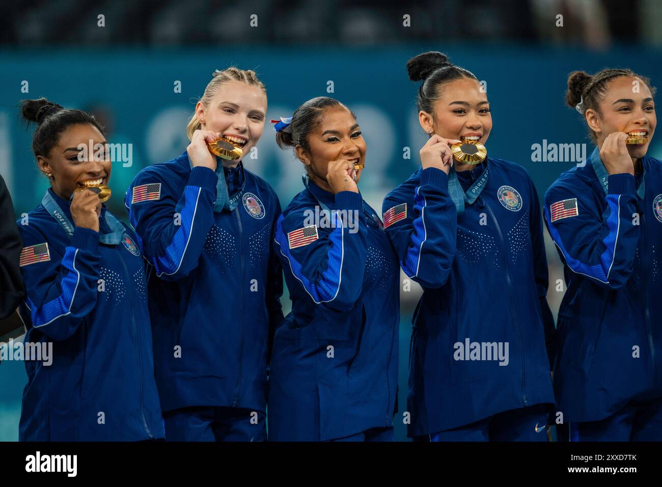 Gold Medal Winning USA Women's Gymnatics Team All-around L-R Simone ...