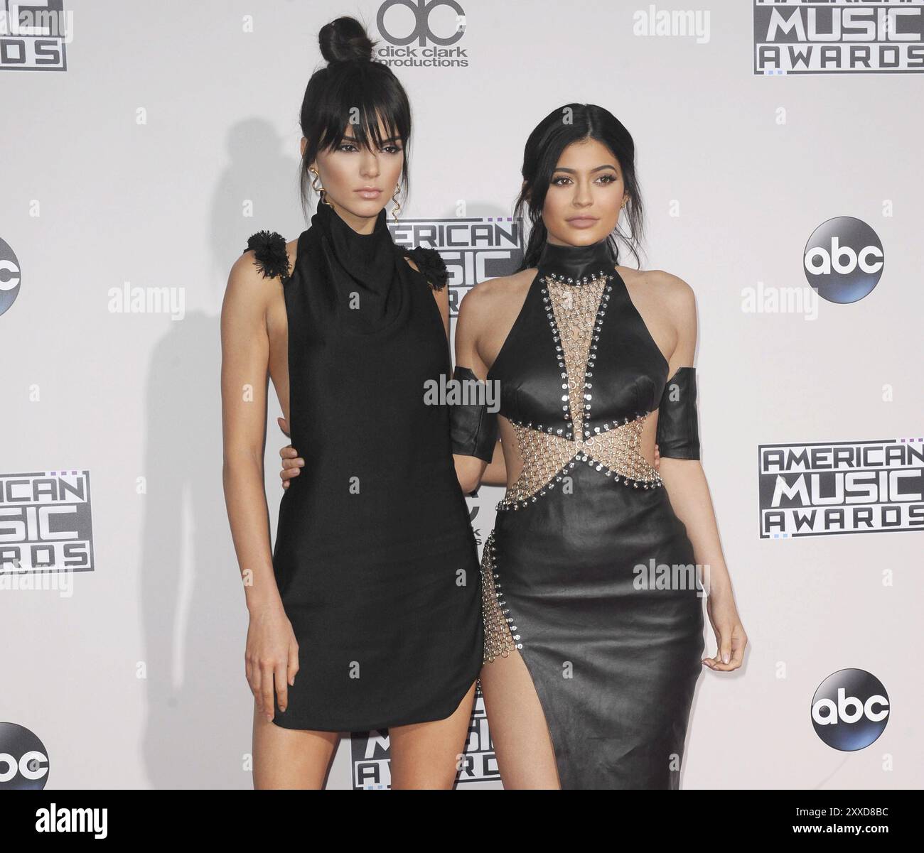 Kendall Jenner and Kylie Jenner at the 2015 American Music Awards held at the Microsoft Theater in Los Angeles, USA on November 22, 2015 Stock Photo