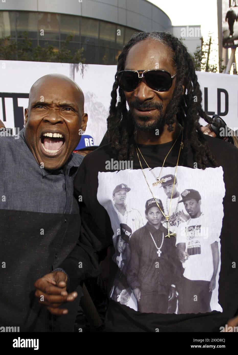 Snoop Dogg and Big Boi at the Los Angeles premiere of 'Straight Outta Compton' held at the Microsoft Theater in Los Angeles, USA on August 10, 2015 Stock Photo
