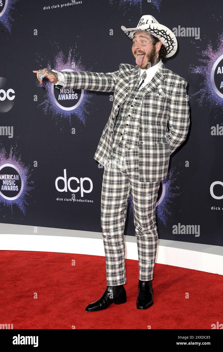 Post Malone at the 2019 American Music Awards held at the Microsoft Theater in Los Angeles, USA on November 24, 2019 Stock Photo