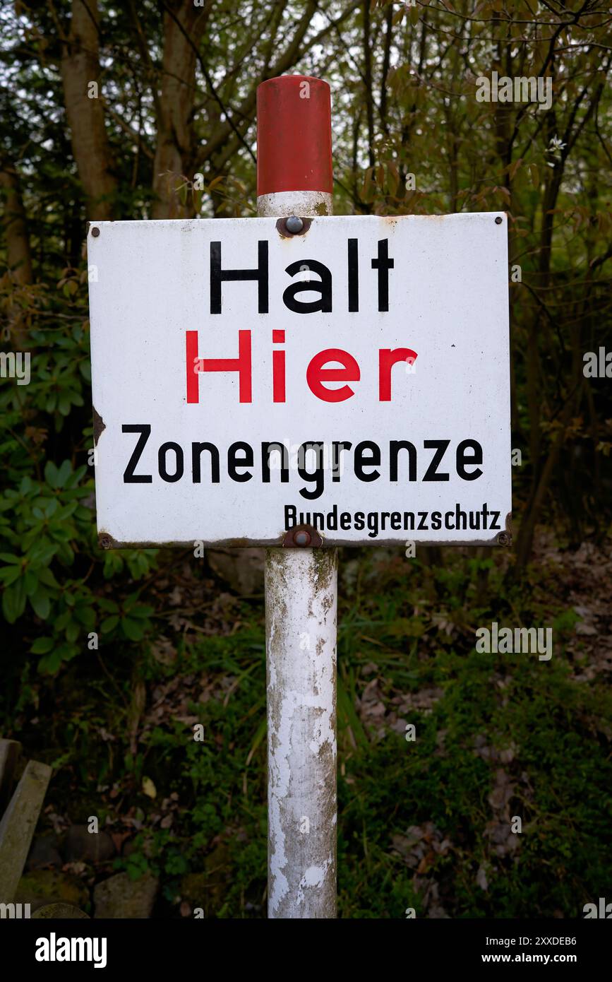 Sign at the former inner-German border with the inscription Stock Photo ...