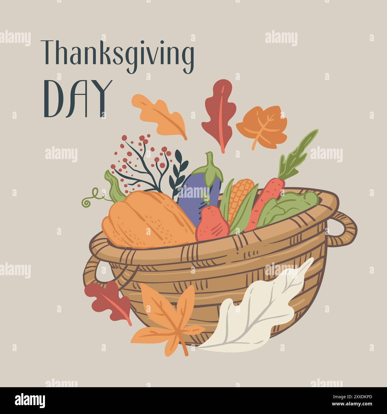 Thanksgiving Harvest Basket Illustration vector Stock Vector Image ...