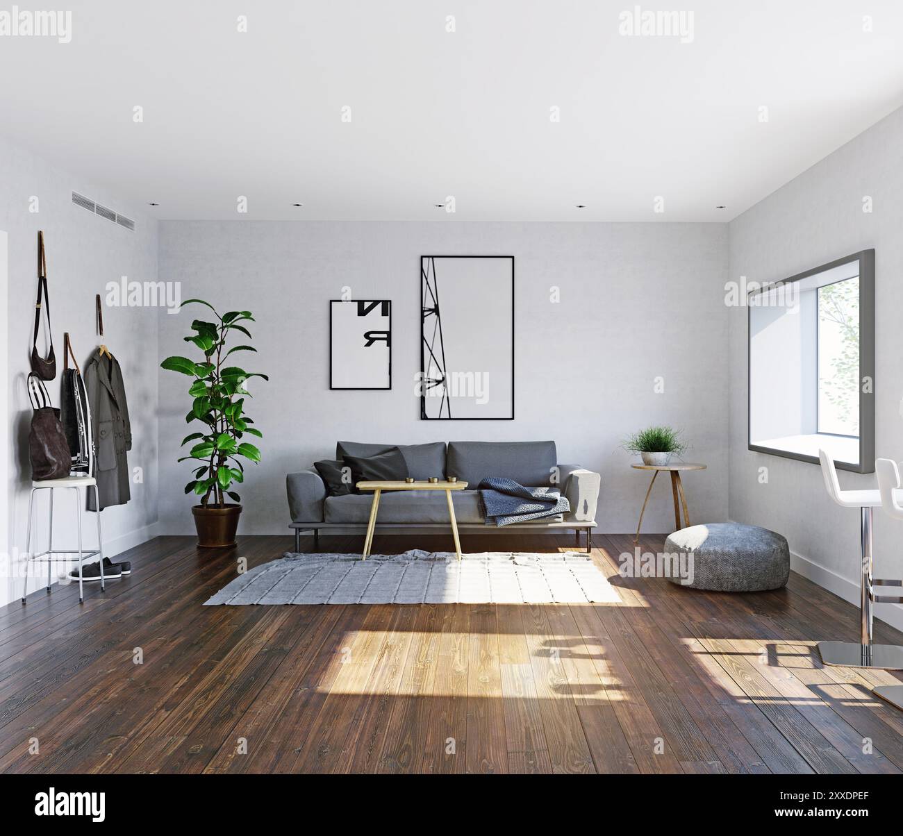 modern living interior design. 3d rendering concept Stock Photo - Alamy