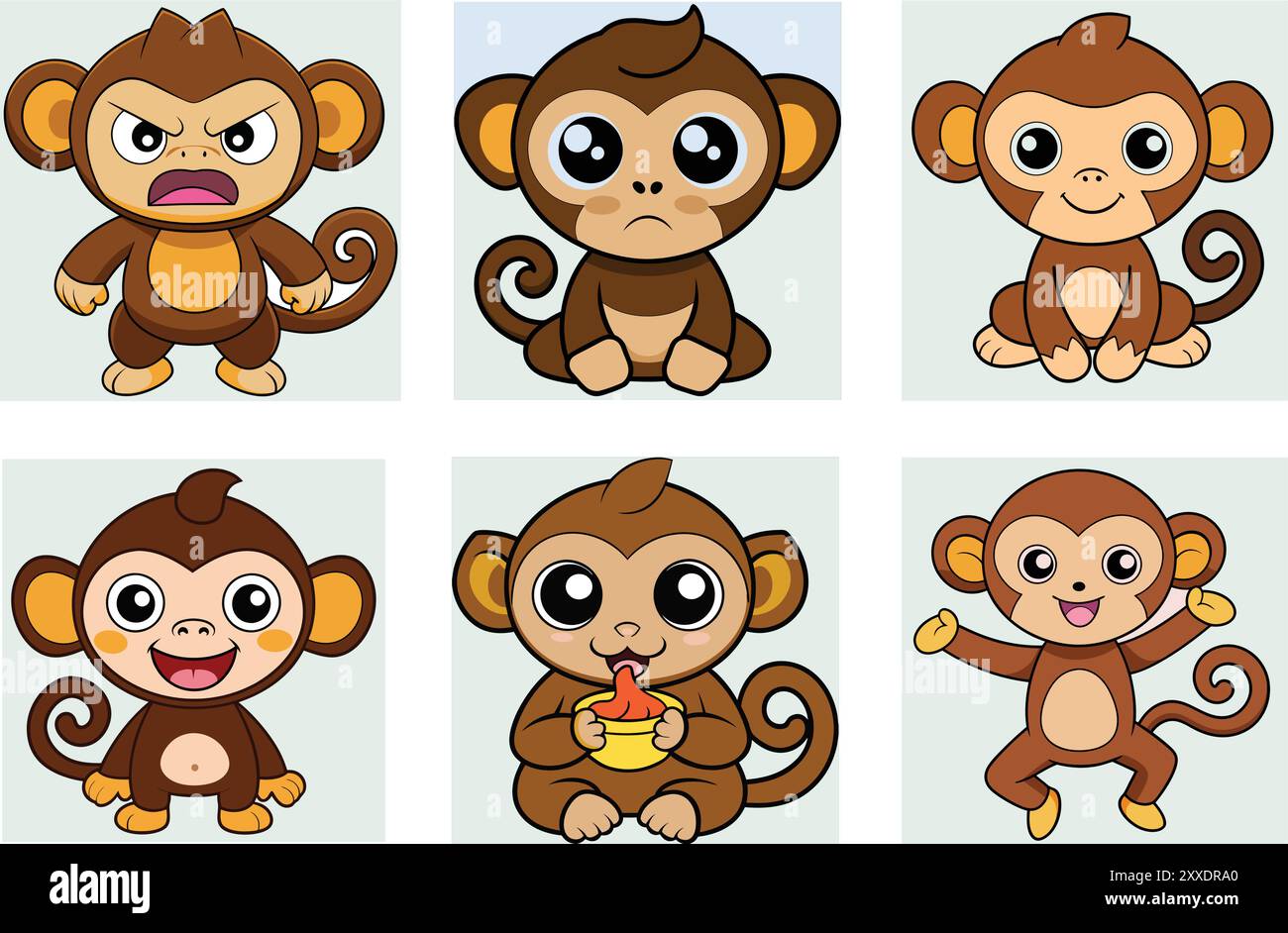 Monkey Moods Expressions of an Endearing Primate Stock Vector