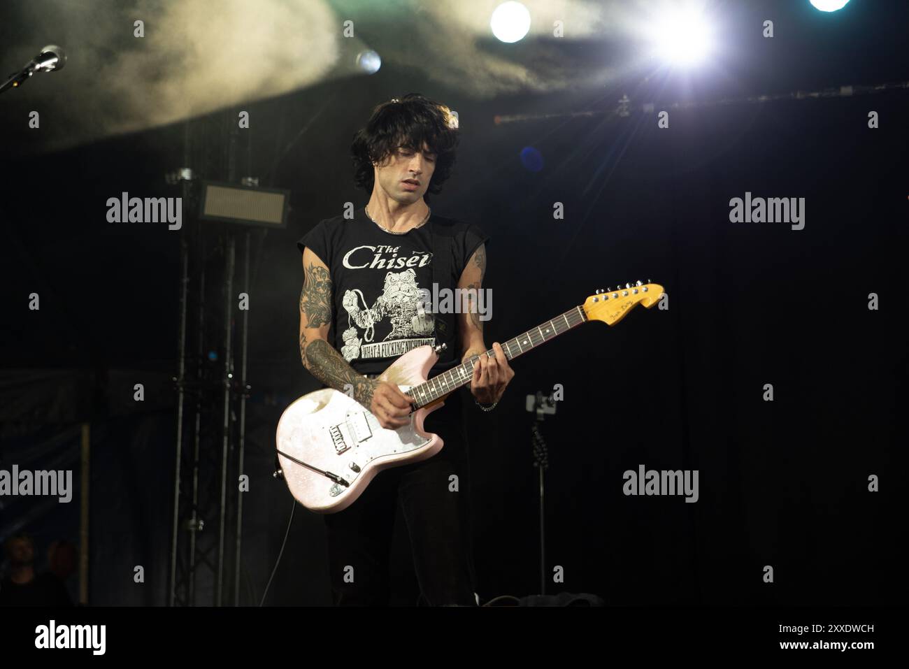 Reading, Berkshire, United Kingdom. 23rd August 2024. Bad Nerves play an energetic set on Friday at Reading Festival. Cristina Massei/Alamy Live News Stock Photo