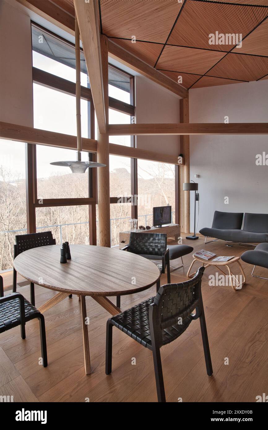 Interior of a minimal living room in a japanese house in the country ...