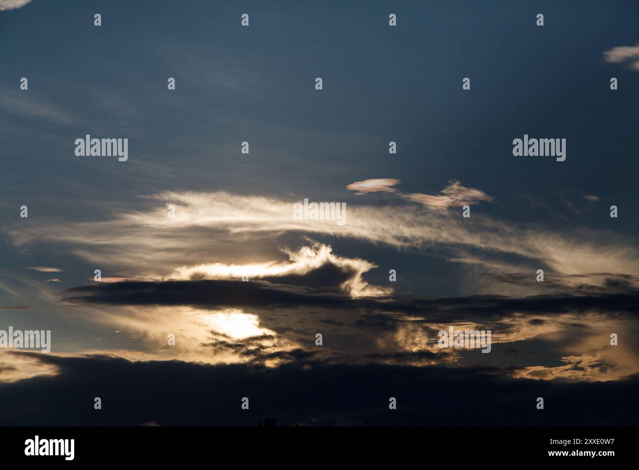 Backlit dramatic clouds. Kanagawa, Japan. Stock Photo
