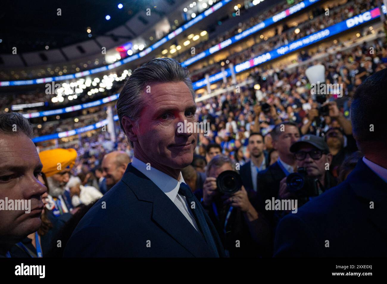 Chicago, United States. 20th Aug, 2024. Governor Gavin Newsom (Democrat of California) walks through the crowd at the 2024 Democratic National Convention in Chicago, Illinois, USA, at the United Center on Tuesday, August 20, 2024. Photo by Annabelle Gordon/CNP/ABACAPRESS.COM Credit: Abaca Press/Alamy Live News Stock Photo