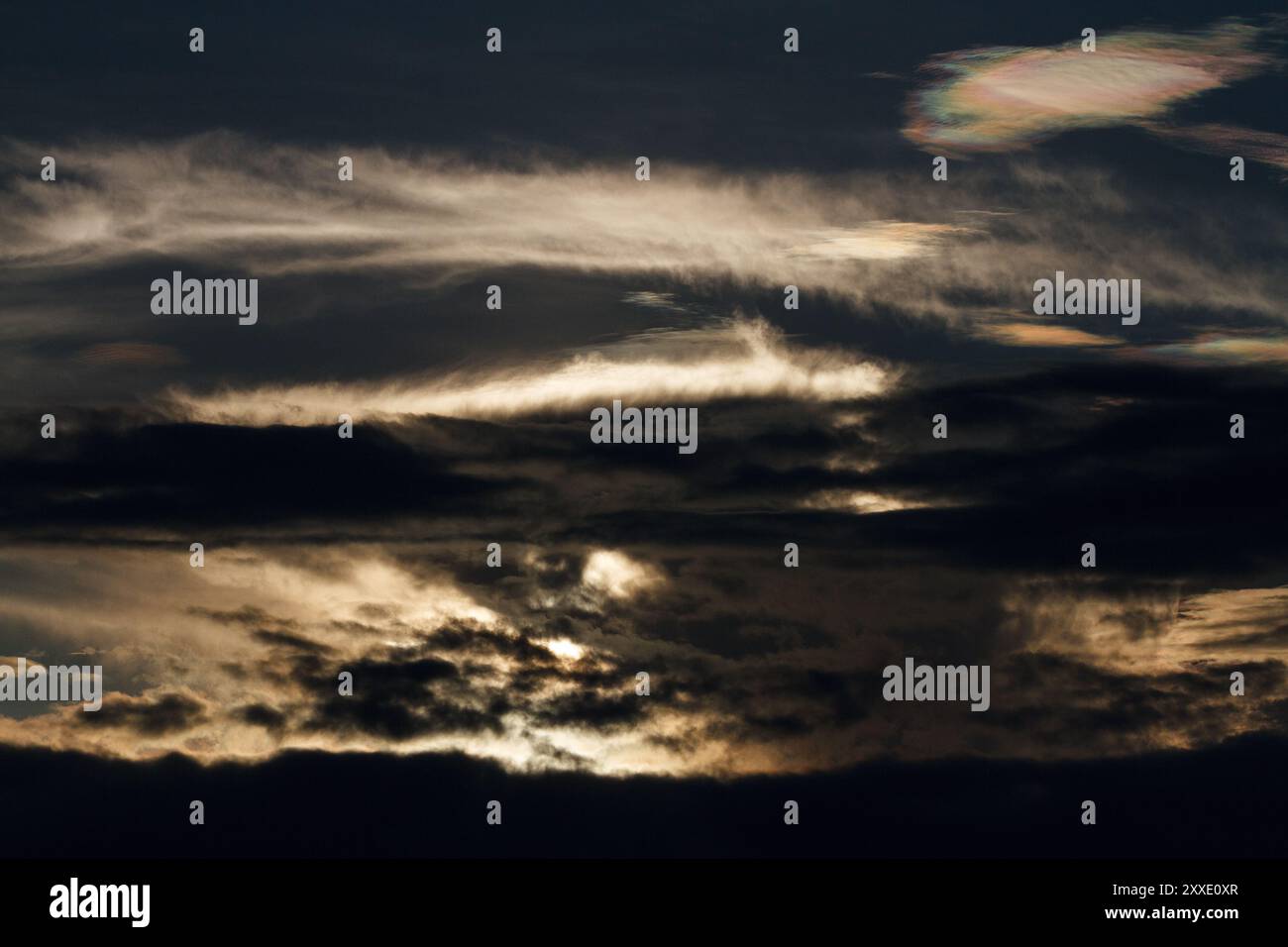 Backlit dramatic clouds. Kanagawa, Japan. Stock Photo
