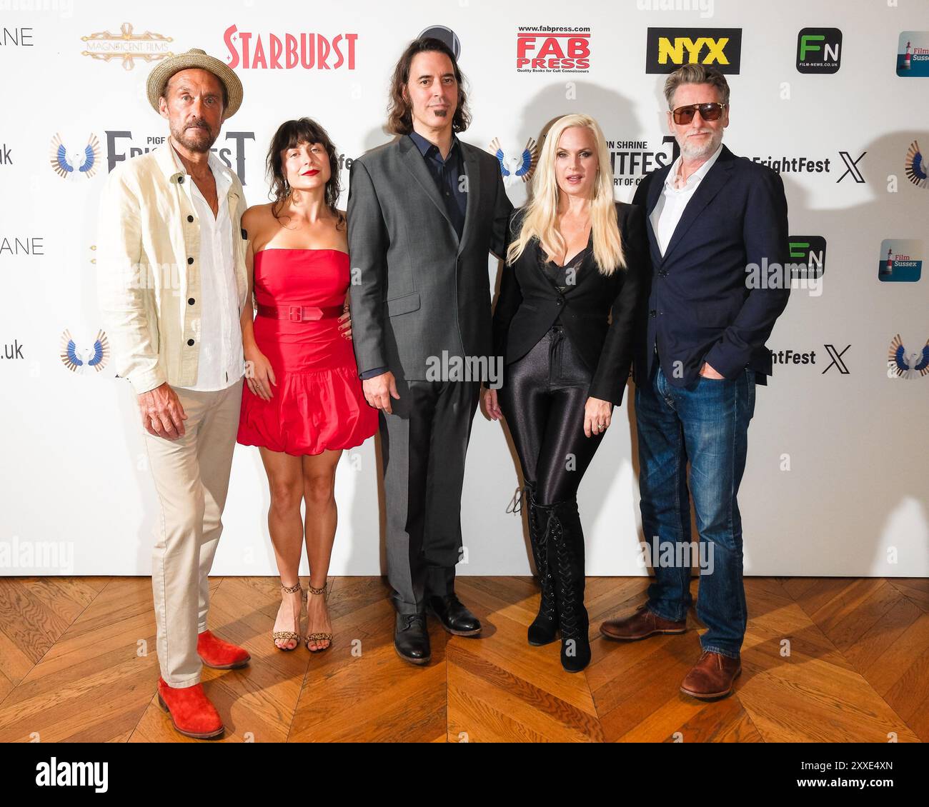 London, UK. 23rd Aug, 2024. Director: J D Phillips with cast Mark Fite, Emily Browning, Robbyn Leigh & Kent Isaacs photographed on the media wall for Cursed In Baja during Frightfest 2024, the 25th edition of the horror film festival. Picture by Julie Edwards./Alamy Live News Stock Photo