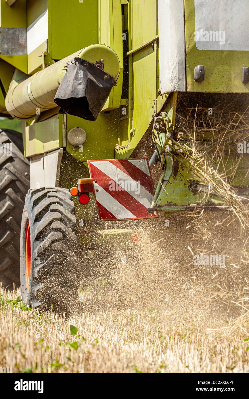 Combine harvester on the wheat field from the back side Stock Photo - Alamy