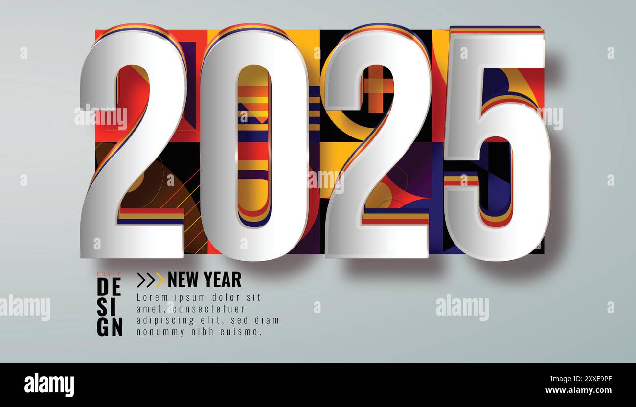 Happy New Year 2025 Design With Colorful Truncated Number Happy New Year 2025 Design With Colorful Truncated Number Premium Vector Design 2025 2XXE9PF 