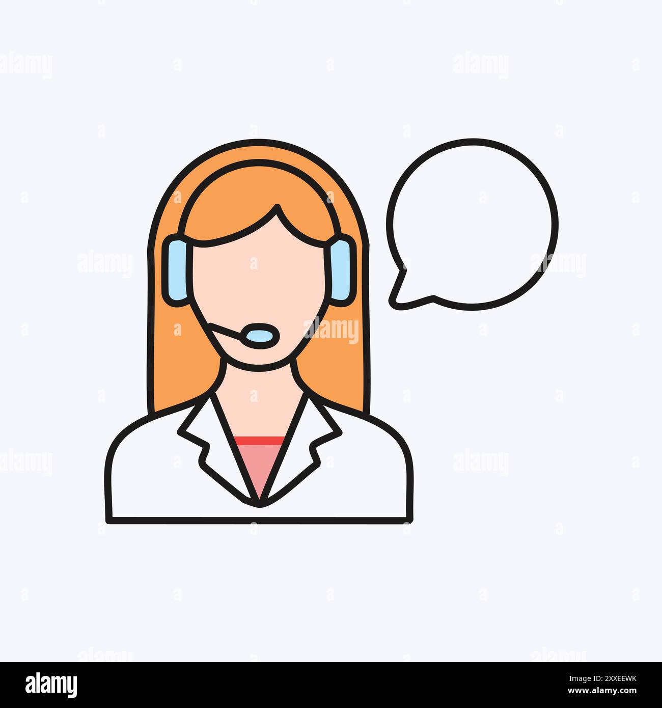 Customer service representative icon. Flat vector icon illustration of a customer service representative with headset and a speech bubble. Perfect for Stock Vector