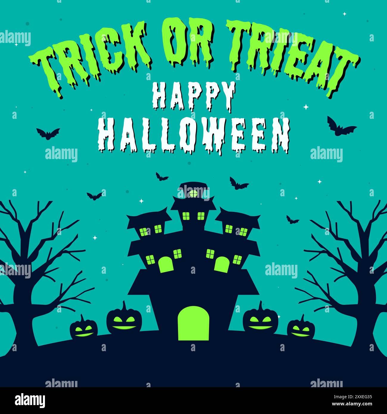 trick or treat happy halloween illustration design Stock Vector