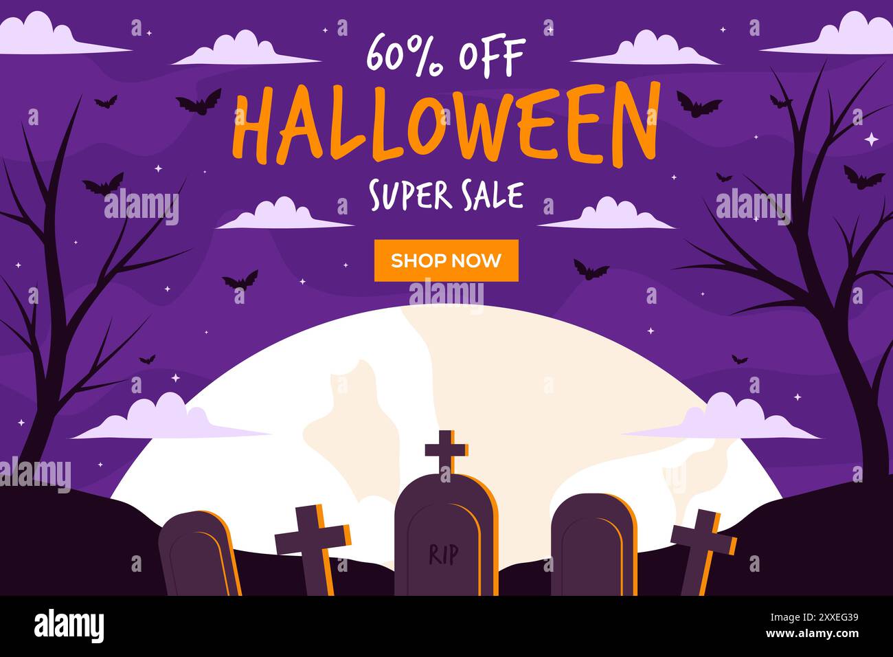 flat design happy halloween background illustration Stock Vector