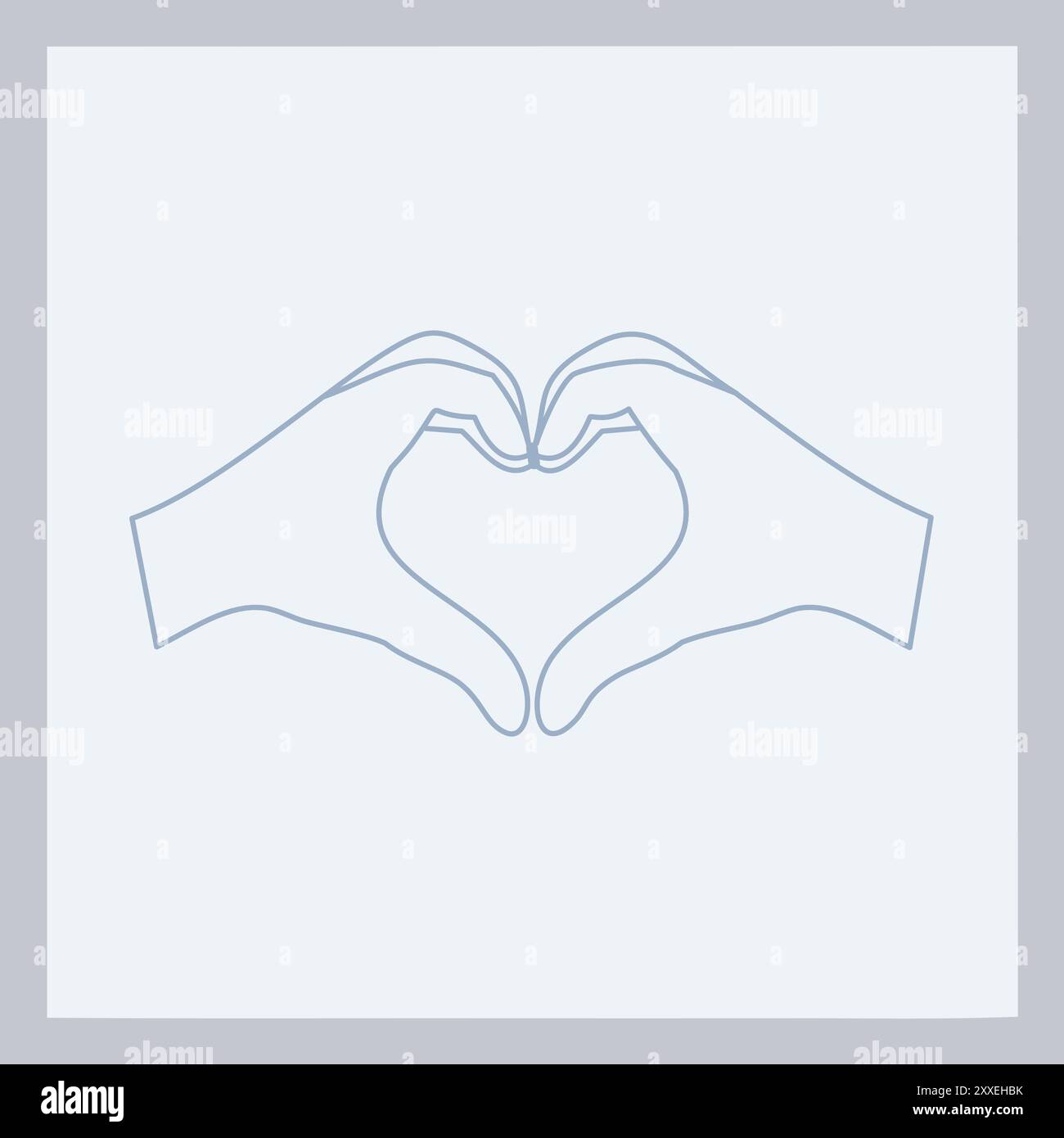 Hand forming heart shape gesture. Simple line drawing of two hands forming a heart shape, symbolizing love, affection, and care. Stock Vector