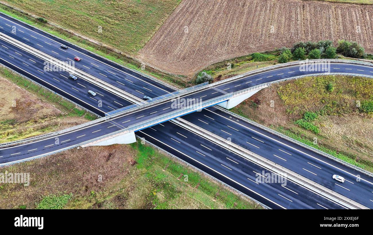 Arial view of Modern transportation with Expressway Road highway Top ...