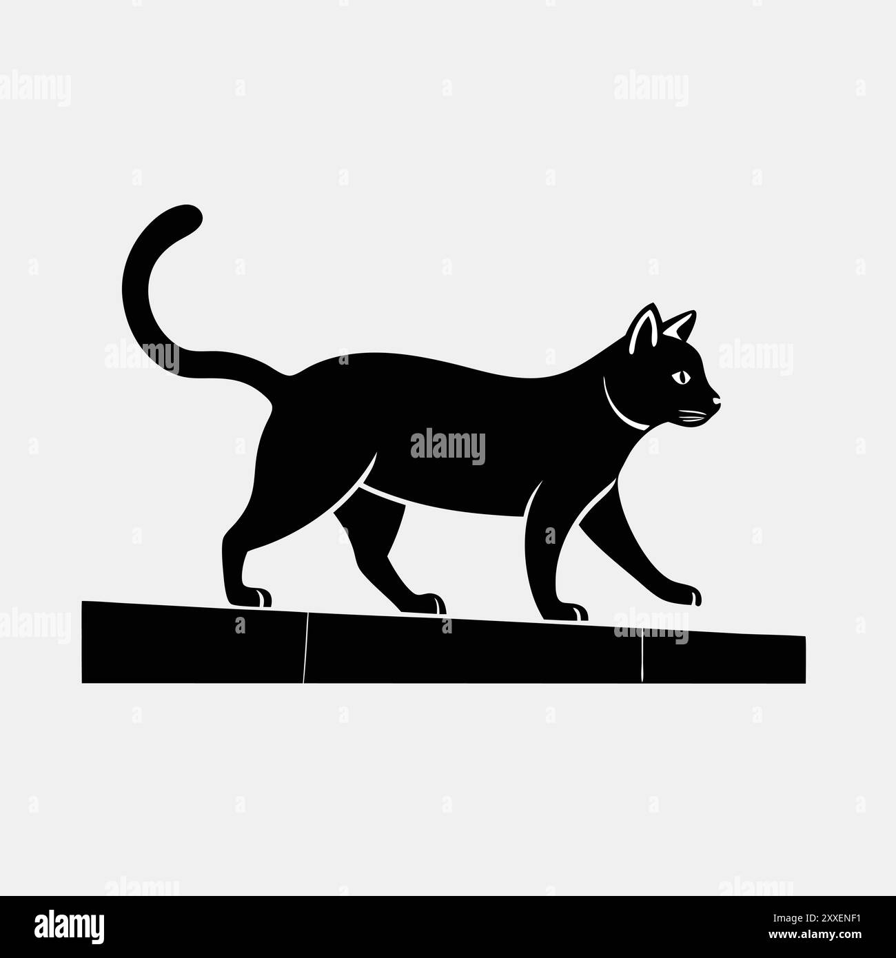 Cat Walking on Wall - Cat Vector Illustration for Pet Lovers'  One-Word Keywords: Stock Vector