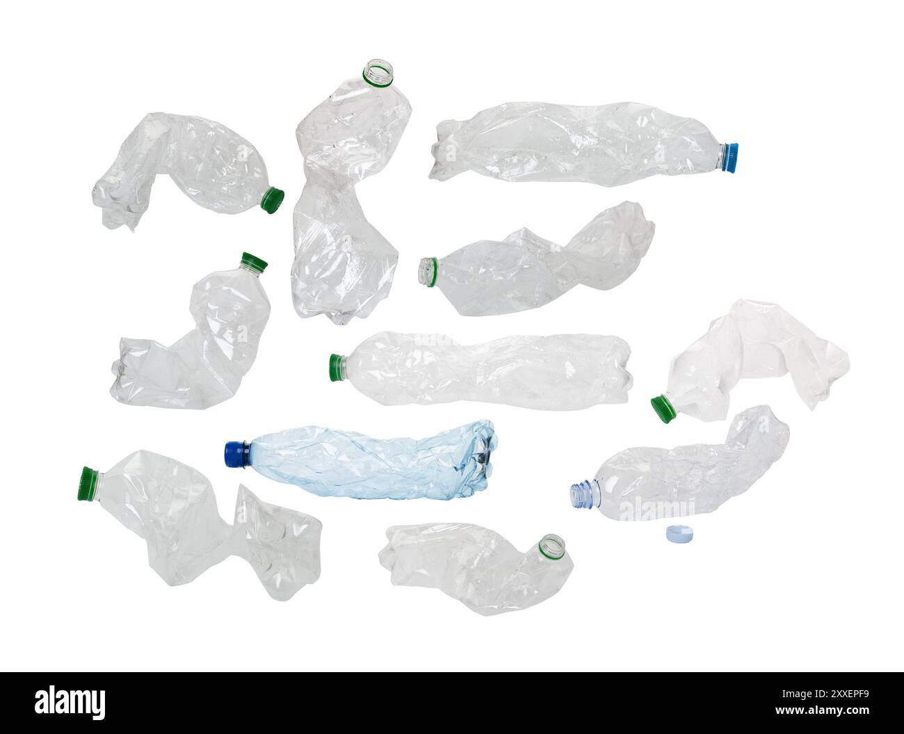 Used plastic bottles on white bacground Stock Photo