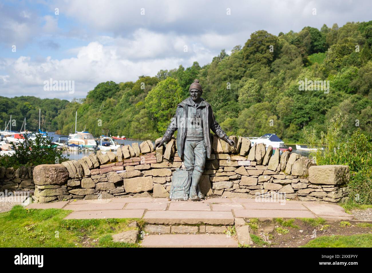 Tom Weir statue, Balmaha, Loch Lomond, Scotland, UK Stock Photo